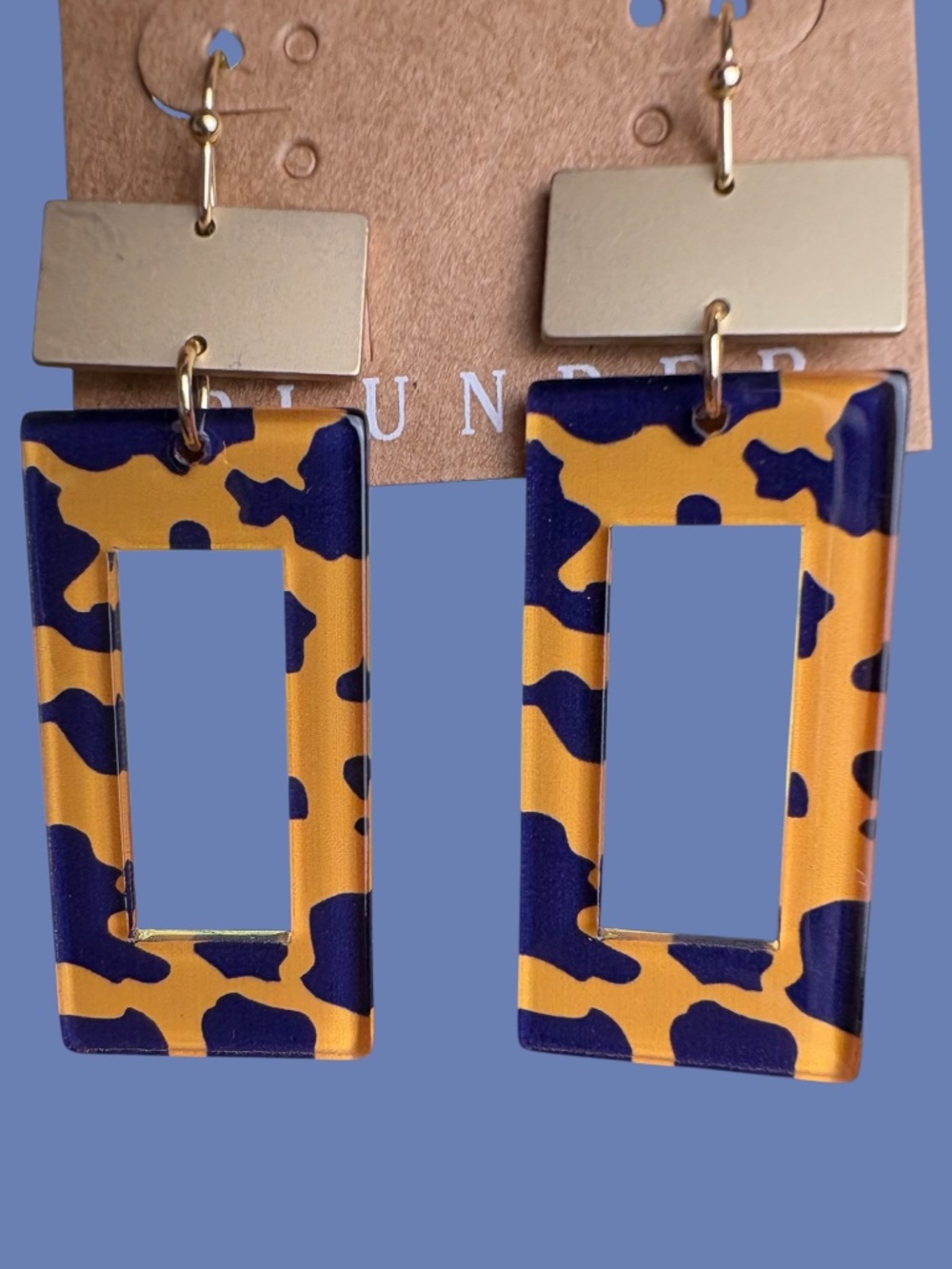 Plunder Leopard Animal Design Earrings in Gold Tone